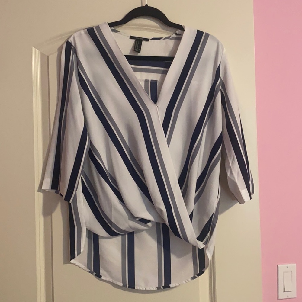 White blue and grey blouse new without tags